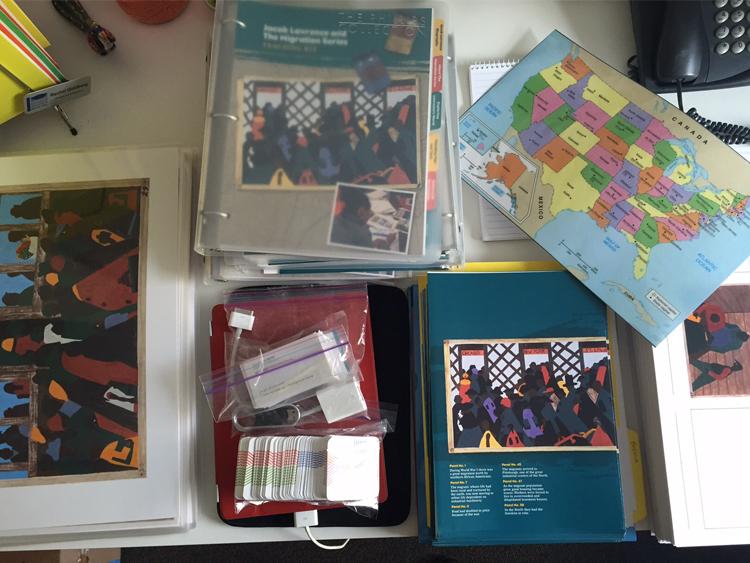 Educator Rachel Goldberg's desk as she packs for a trip to Bosnia.