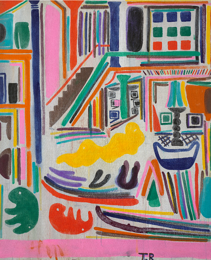 Tal R, The Drawing Class, 2014, Pigment and rabbit-skin glue on canvas, 67 ¾ x 55 ½ in