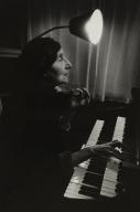 W. Eugene Smith, Wanda Landowska, 73, playing first book of Bach’s Well-Tempered Clavier on the harpsichord in her Connecticut home, 1947.