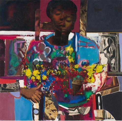 Woman with Flowers painting by David Driskell