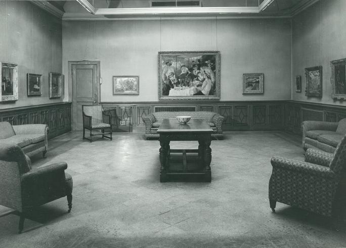 ierre-Auguste Renoir’s Luncheon of the Boating Party displayed in the Main Gallery in its original location on the north wall late 1950