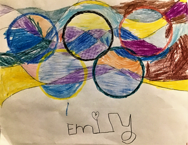 Colorful painting of flag with Olympic rings 