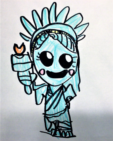 Drawing of the stature of liberty 