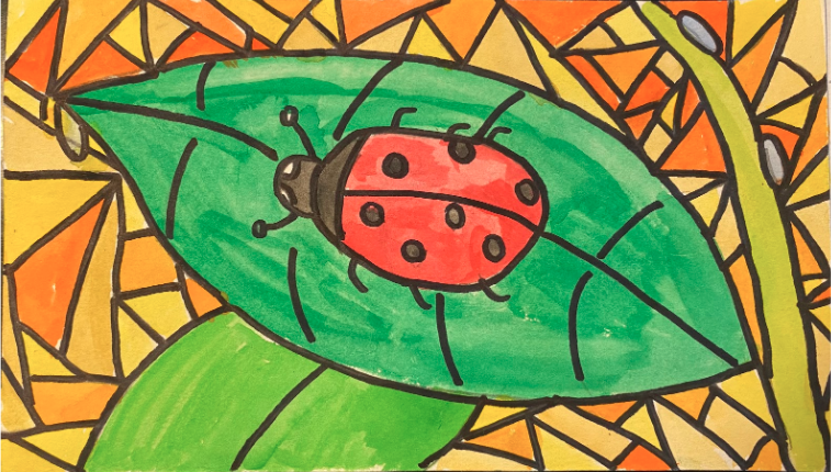 watercolor image with ladybug