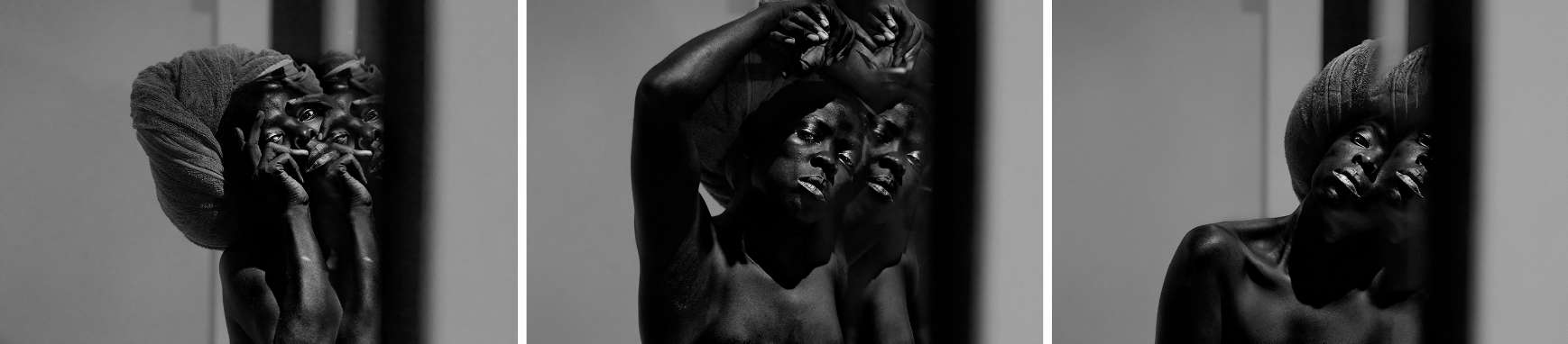 Three portraits of black figure