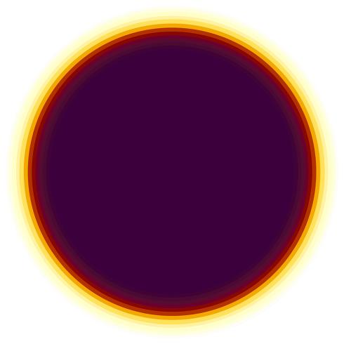Dark purple circle with thin yellow rings around it
