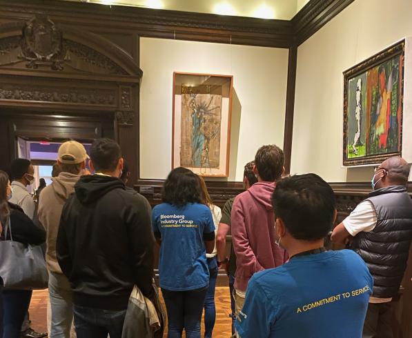 Group of people on a tour in the Music Room