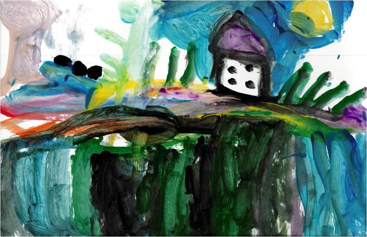 Colorful painting by PreK student