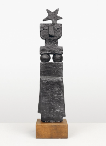 abstract black sculpture with shapes