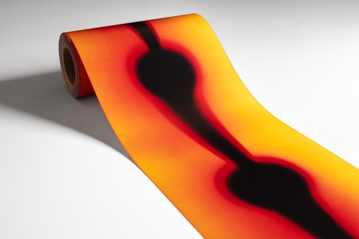 Kei Ito (Baltimore, MD) Sungazing Scroll 2024 Chromogenic photogram, sunlight, and artist’s breath 60 x 12 x 6 in.