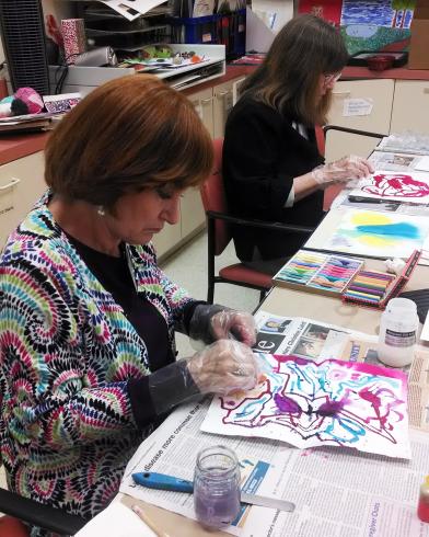 Iona participants in the art therapy studio