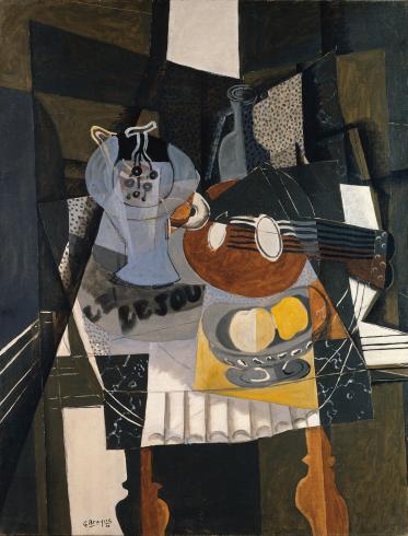 Still Life with Fruit Dish, Bottle and Mandolin