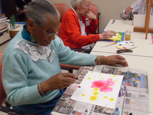 Creating artworks in the art therapy studio at Iona’s Wellness & Arts Center