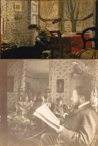 top: The Newspaper (c. 1896–98), bottom: Thadee and Misia Natanson in the salon, rue St. Florentin (1898)