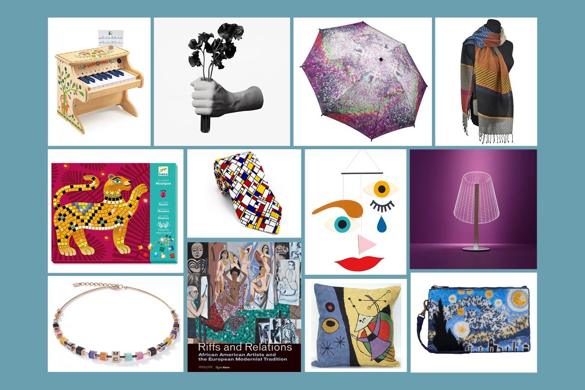 collage of items from the museum shop