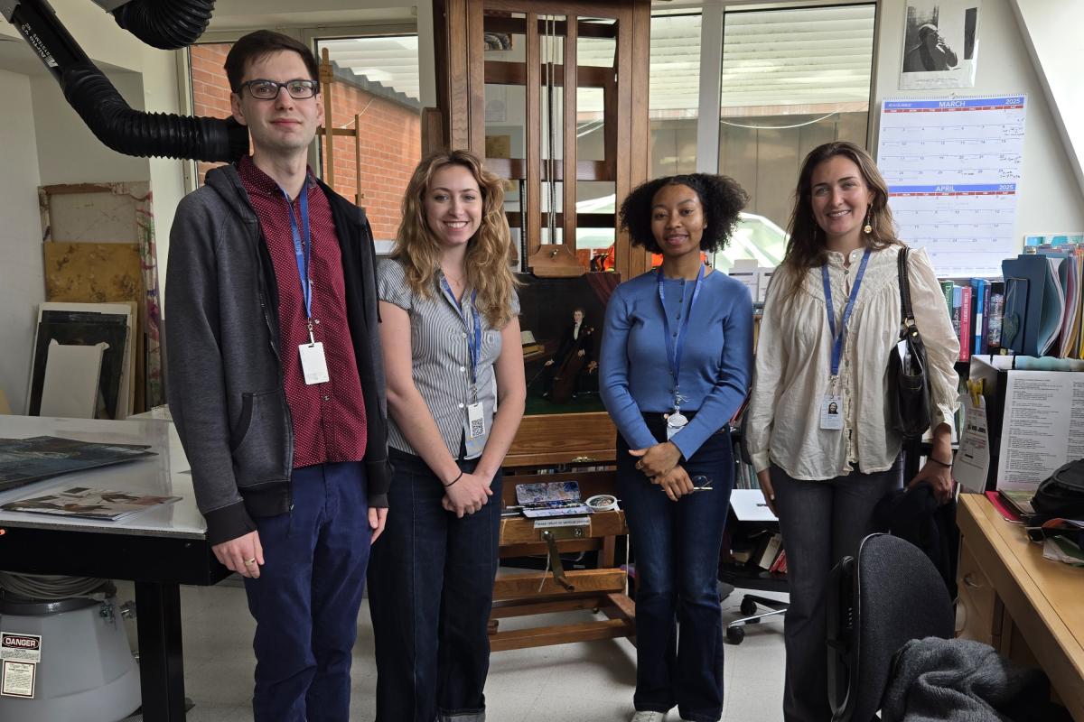 Spring 2025 interns standing in the conservation studio