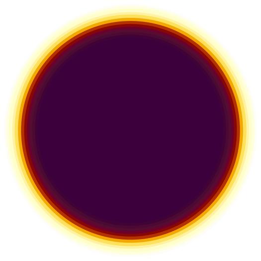 Dark purple circle with thin yellow rings around it
