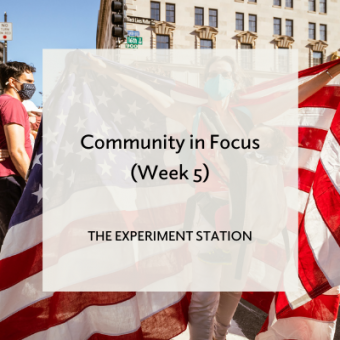 Promo for Community in Focus blog post on photo of woman holding American flag